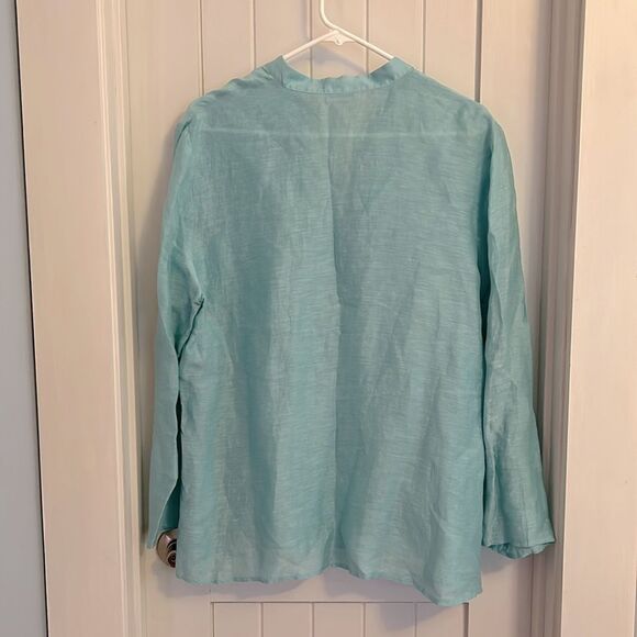 Organic by John Patrick 2 Piece Set Tunic Wide Leg Pant, 10, Turquoise - Picture 5 of 16